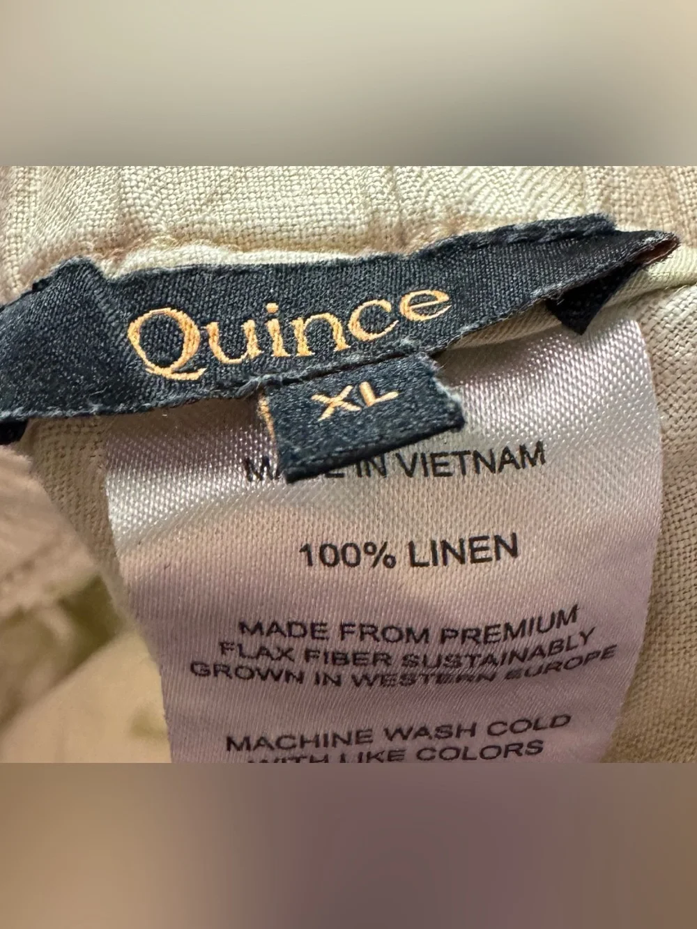 Quince Italian Linen Beige Straight Leg Ankle Pants - Size XL